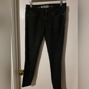 Rewash Black Skinny Jeans With Eyelet Detail Size 9
